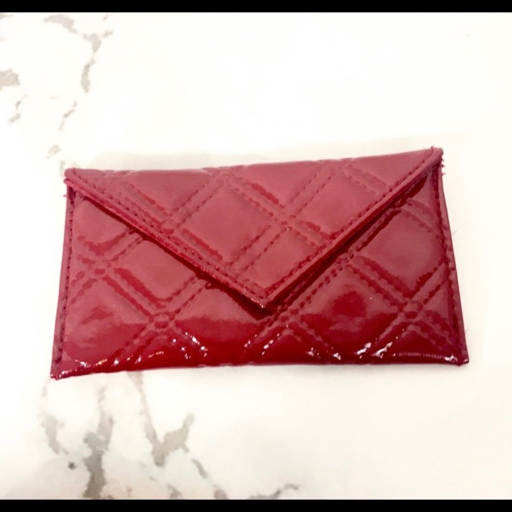 Estée Lauder red envelope mini pouch faux leather